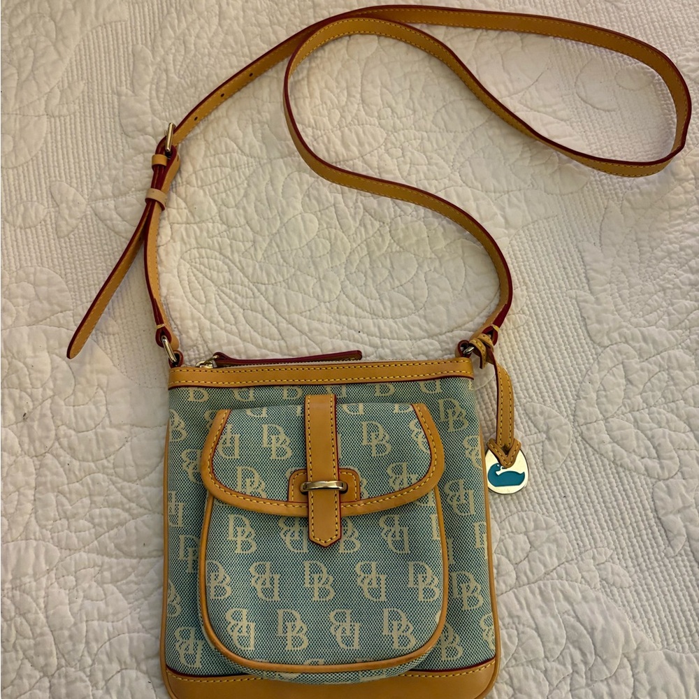 Dooney & Bourke Crossbody Bag in Light Blue and Tan